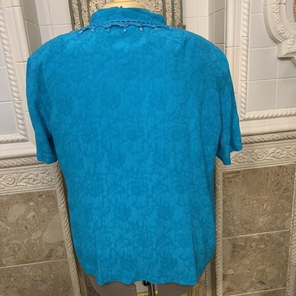 K Woman. Sz 16W. Rayon 2 piece Set w/ Crochet Lace Edging. Short Sleeve. B57 - Picture 6 of 7